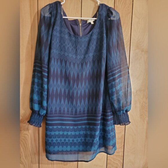 Blue Geometric Pattern Dress - Picture 1 of 3